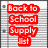 six with red text on a lined paper background, displaying phrases like "Back to School Supply List" and "Ear Plugs," with one showing earplugs