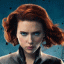 Static 64x64 pixel icon of a woman with red hair against a blue background, rendered in low-resolution digital art style.