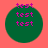 Four identical green circular icons with pink text 'test' arranged in a on a solid coral background