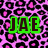 Pixelated icon with pink and black leopard print background and green-outlined brown text reading JAE.