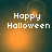 Four- of 'Happy Halloween' text with orange glow effects on dark teal background, each showing distinct light patterns