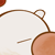 Pixelated icon showing partial view of a light-colored circular shape with brown outline and small curved line detail.