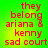 Green background with red text reading 'they belong ariana kenny sad court' and small icons, showing animation changes in the word 'belong'.