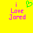 Yellow background with pink text 'i Love Jored' and a green heart symbol above the word 'Love', displayed in two identical side-by-side views.