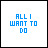 Animated contact sheet of 11 frames showing text-based animation with blue and gray pixelated text on white background, transitioning from 'ALL I WANT TO DO' to 'is WRAP MY ARMS AROUND YOU'