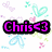 Pixelated icon with purple text 'Chris<3' on black background, surrounded by pastel hearts and sparkles in pink, blue, green, and yellow.