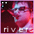 Pixelated image of a person with light hair and glasses, wearing dark clothing against a red background, with 'rivers' text below.