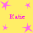 Yellow background with pink star shapes and repeated text 'Katie' in pixelated font.