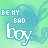 Pixelated green and blue watercolor background with repeated 'BE MY BAD boy' text in white, featuring subtle animation changes across frames.