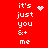 Red background with white pixelated text reading "it's just you & me" in two vertical , each containing a heart or star animation