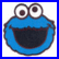 A split-frame contact sheet showing a blue Cookie Monster face on the left and pixelated text "I LUV cookie" on the right, both with blue borders.