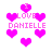 Pixelated pink heart shapes and text reading "I LOVE DANIELLE" arranged in a repeating pattern on white background.