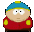Pixelated cartoon character in red jacket with yellow patches and blue hat, shown across with subtle facial expression changes