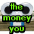 Animated sequence showing a character with large round eyes and blue-and-white striped body, displaying text in green, pink, and blue that reads 'the money you could be saving with GICO'.