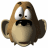 Two pixelated monkey faces with brown fur, large ears, and black eyes; left face has wide open mouth while right face shows closed mouth.