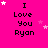 A bright pink background displays repeated text "I Love You Ryan" with scattered white and light pink stars, some of which change position across frames.
