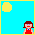 Animated contact sheet of a pixel art character in various poses across 18 frames, with text overlays reading "BEAT THE HEAT" and "Summer '2001" on a blue background with yellow suns.