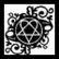 A black-and-white pixelated icon with a central geometric pattern surrounded by swirling floral or vine motifs, paired with purple text reading "Polbon Girl" on the right side of a contact sheet layout.