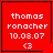 Red square icon with white text displaying 'thomas ronacher 10.08.07' and a heart symbol, featuring four variations of the bottom-right corner element.