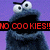 Two identical blue puppet-like figures with large white eyes and black pupils stand against a purple background, one with red text overlay.