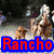 Two side-by-side pixelated images of a character in a cowboy hat with a dog, labeled "Rancho Pancho" in red text on blue bars.