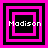 Four square display the name "Madison" in white pixelated text over black and pink concentric squares with varying border thicknesses