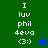 A pixelated buddy icon with text and a star symbol on green, blue, and dark blue backgrounds.