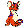 Animated sequence of a cartoon tiger cub with orange fur, white chest, and purple stripes in various poses.