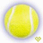 Two identical yellow tennis balls with white seams, each accompanied by a small heart icon below it.