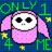 Pixelated character with large black eyes and pink ears on blue background with green text "ONLY 1 ME" and yellow stars.