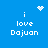 Blue background with white pixelated text 'i love Dajuan' and four distinct animated symbols: a heart, starburst, dots, and another starburst.