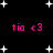 Black background with white star shapes and pink text reading "tia <3" repeated four times in a pattern