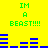 Yellow background with green text "IM A BEAST!!!" and blue horizontal bars in two mirrored arrangements.
