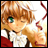 Anime-style character with light brown hair and green eyes, wearing white and red clothing, positioned next to text reading 'Anime IM' and 'c0m' on a black background.