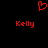 Red pixelated heart symbol above two instances of the name Kelly in red pixelated text on a black background.