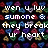 Pixelated text overlays a background of colorful heart-shaped patterns on a black canvas.