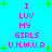 Pixelated cyan background with pink text reading "I LUV MY GIRLS U.N.W.U.R." and green plus signs scattered throughout.