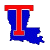 Pixelated static icon featuring a red letter T overlaid on a blue shape resembling the state of Louisiana, with visible dithering and anti-aliased edges.