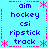 Pixelated blue background with repeated text labels and pink decorative elements arranged in a pattern