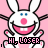 identical cartoon bunnies with pink backgrounds, each displaying 'HI USER' text below
