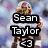 A pixelated image of a football player in uniform with overlaid text blocks reading "Sean Taylor <3", "Great Player", and "NEVER forgotten".