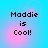 Pixelated text 'Maddie is Cool!' on a blue background with pink glow, displayed in four identical quadrants.