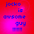 Blue pixelated text on a red-to-pink gradient background reads 'jocko is awsome guy !!!!!' in four identical