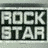 Static image split into two : left displays 'ROCK STAR' text in blocky white letters on black background; right shows a light blue electric guitar with yellow pickguard against dark backdrop