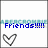 A static digital image with blue pixelated text and a black outline heart symbol on a white background.
