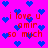 Pixelated pink background with blue heart shapes and red text reading "i love u amir so much" repeated across the image.