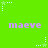 Green background with repeated purple text 'maeve' and white star icons in pixelated style.