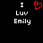 Black background with white text "I Luv Emily" and a red pixelated heart symbol above the word "Luv".