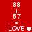 Red background displays two identical mathematical equations with 'LOVE' text and heart symbols, one white and one pink.