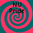 Four identical spiral patterns in teal and pink with "NU Pride" text overlaid, arranged in a on a solid background